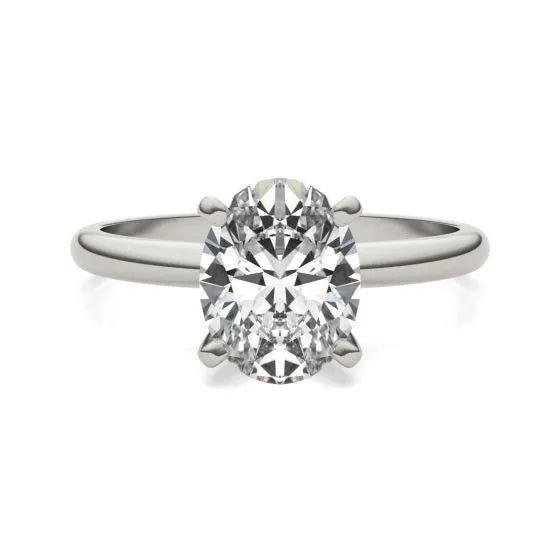 2 CTW Oval Lab Grown Diamond Solitaire Engagement Ring 14K White Gold (G - Vs) - KME means the very best