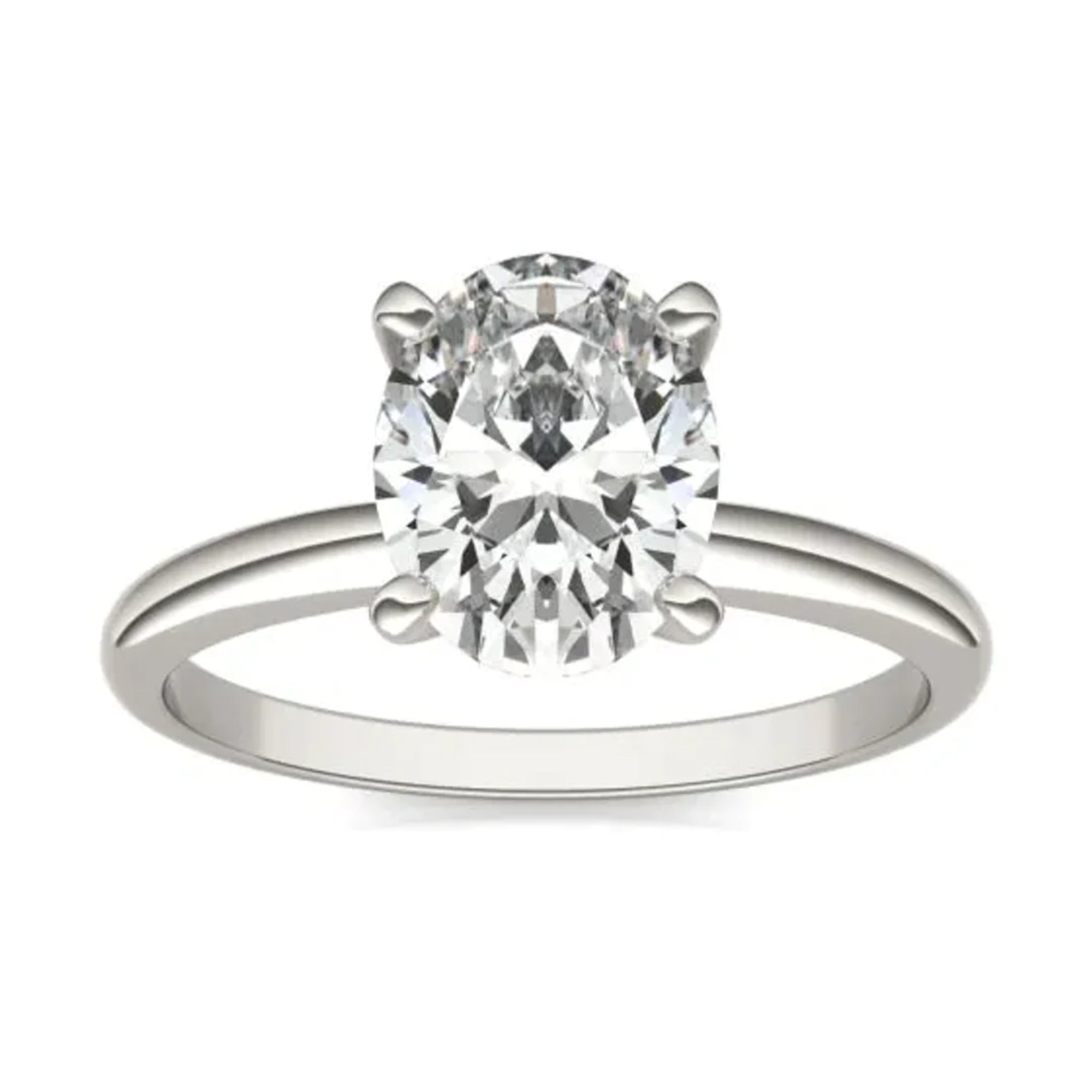 2 CTW Oval Lab Grown Diamond Solitaire Engagement Ring 14K White Gold (G - Vs) - KME means the very best