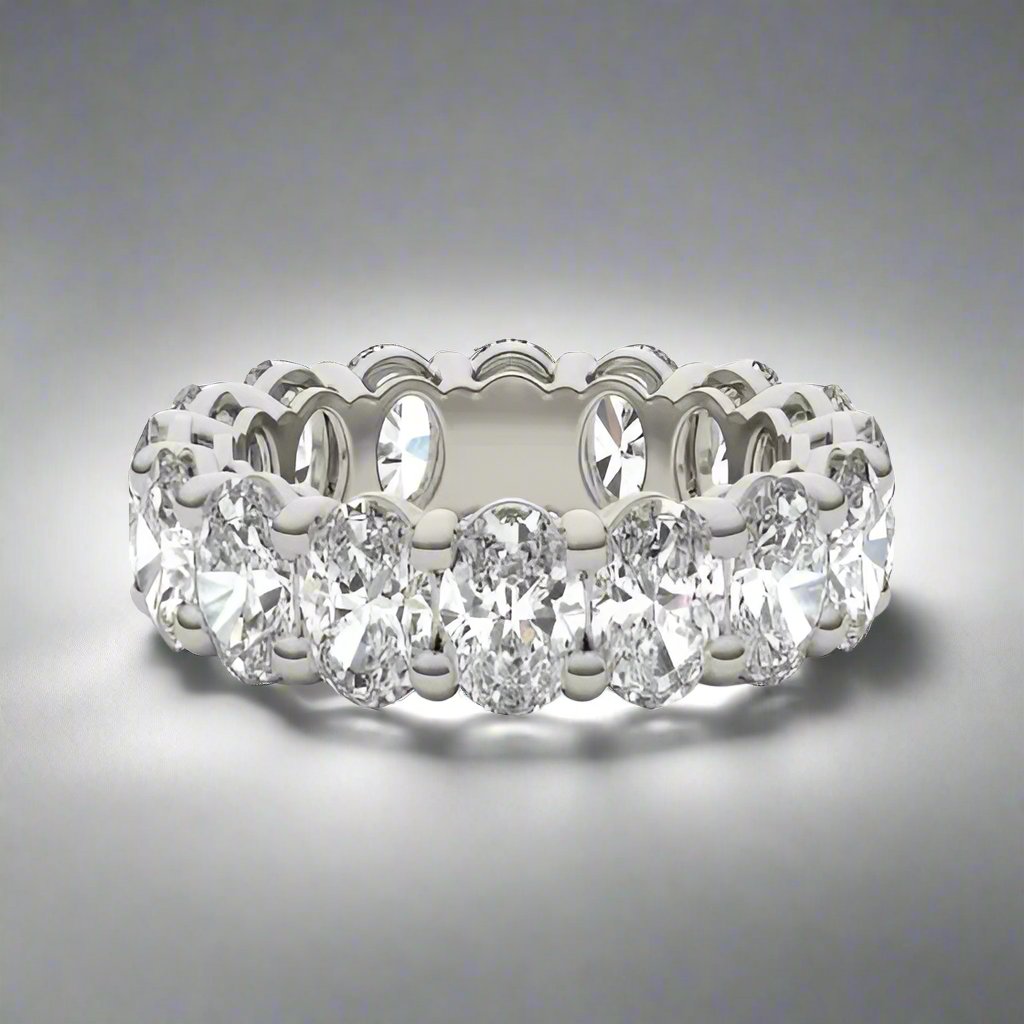 5 5/8 CTW Oval Lab Grown Diamond Couture Eternity Ring 14K White Gold (G - Vs) - KME means the very best