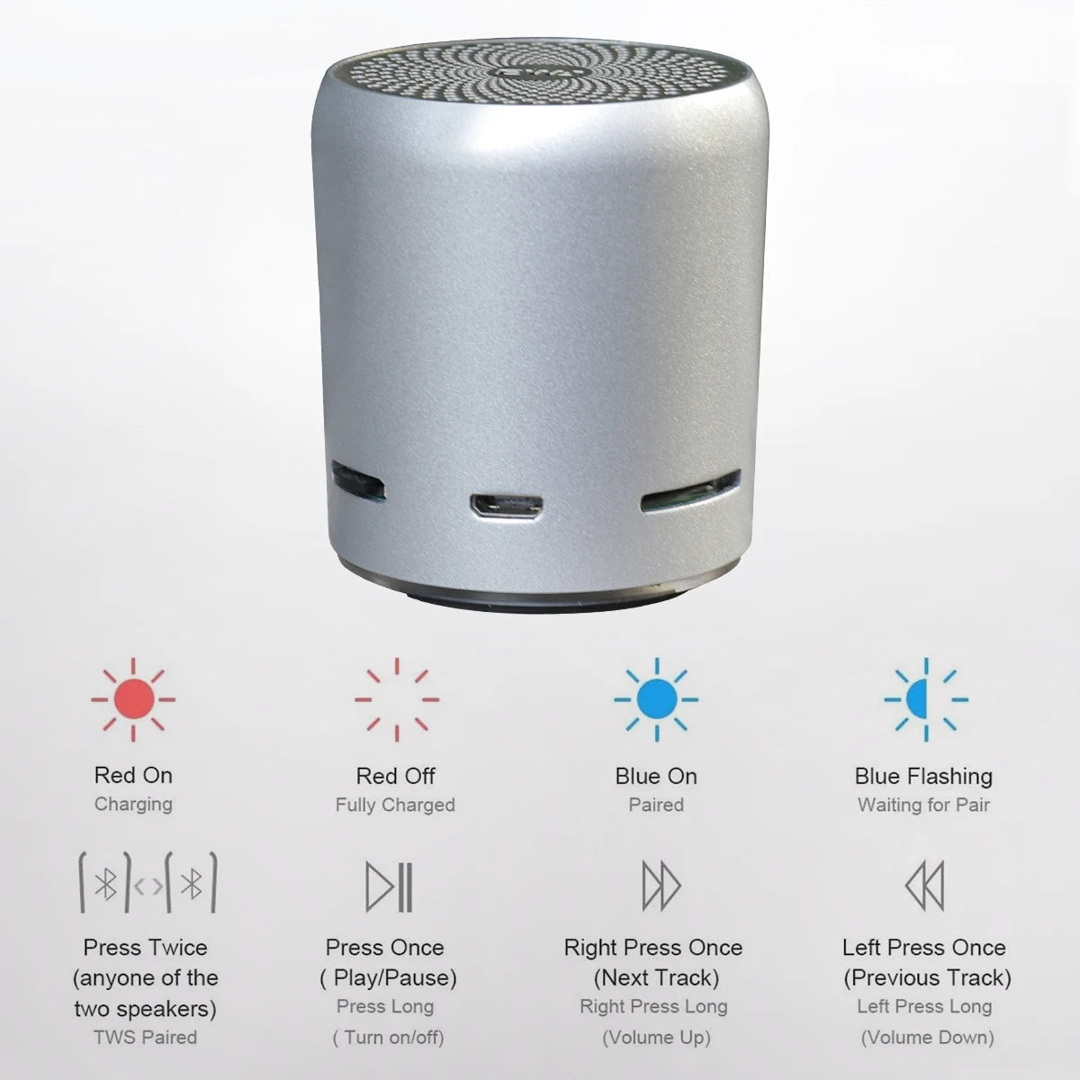 EWA A107 Mini Bluetooth Speaker - TWS with Enhanced Bass & Metal Cover