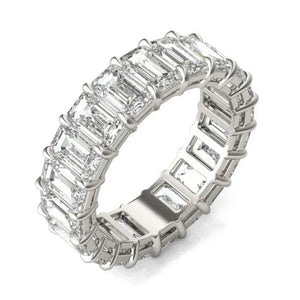 6 1/4 CTW Emerald Lab Grown Diamond Couture Eternity Ring 14K White Gold (G - Vs) - KME means the very best