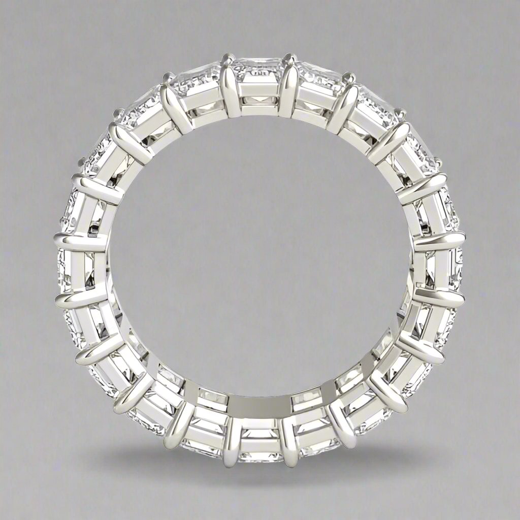 6 1/4 CTW Emerald Lab Grown Diamond Couture Eternity Ring 14K White Gold (G - Vs) - KME means the very best