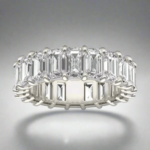 6 1/4 CTW Emerald Lab Grown Diamond Couture Eternity Ring 14K White Gold (G - Vs) - KME means the very best