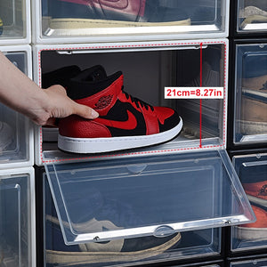 Sneakers Display Storage Boxes 2 Pack Stackable Cabinet For High-Tops Dustproof Shoe Storage Rack Organizer