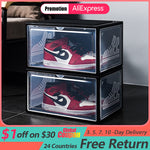 Load image into Gallery viewer, Sneakers Display Storage Boxes 2 Pack Stackable Cabinet For High-Tops Dustproof Shoe Storage Rack Organizer
