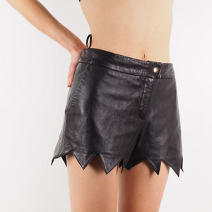 Alice Women's Real Leather Hot Fashion Shorts Black - KME means the very best