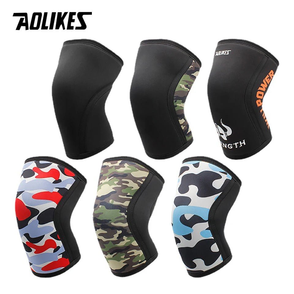 AOLIKES 1 Pair 7mm Neoprene Sports Kneepads Compression Weightlifting Pressured Crossfit Training Knee Pads Support Women Men - KME means the very best