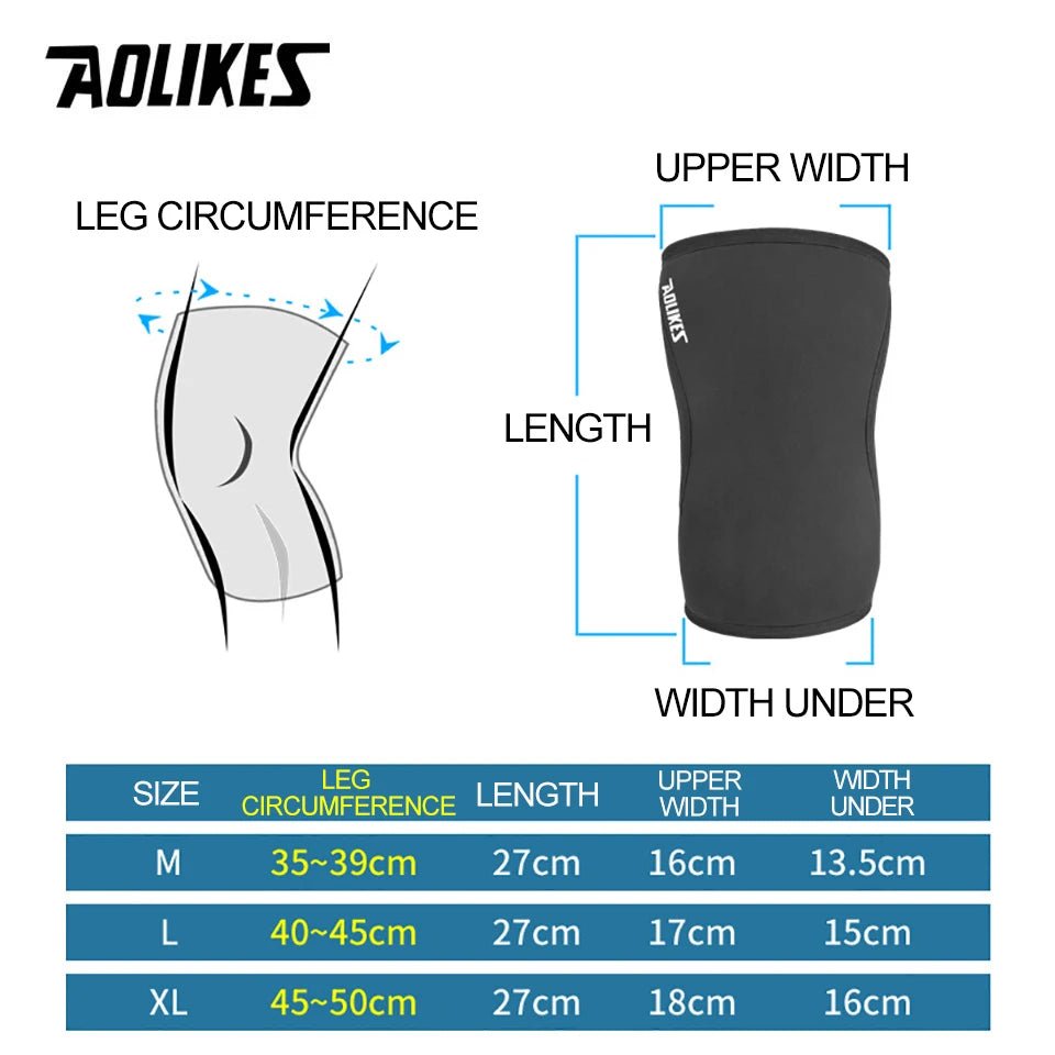 AOLIKES 1 Pair 7mm Neoprene Sports Kneepads Compression Weightlifting Pressured Crossfit Training Knee Pads Support Women Men - KME means the very best