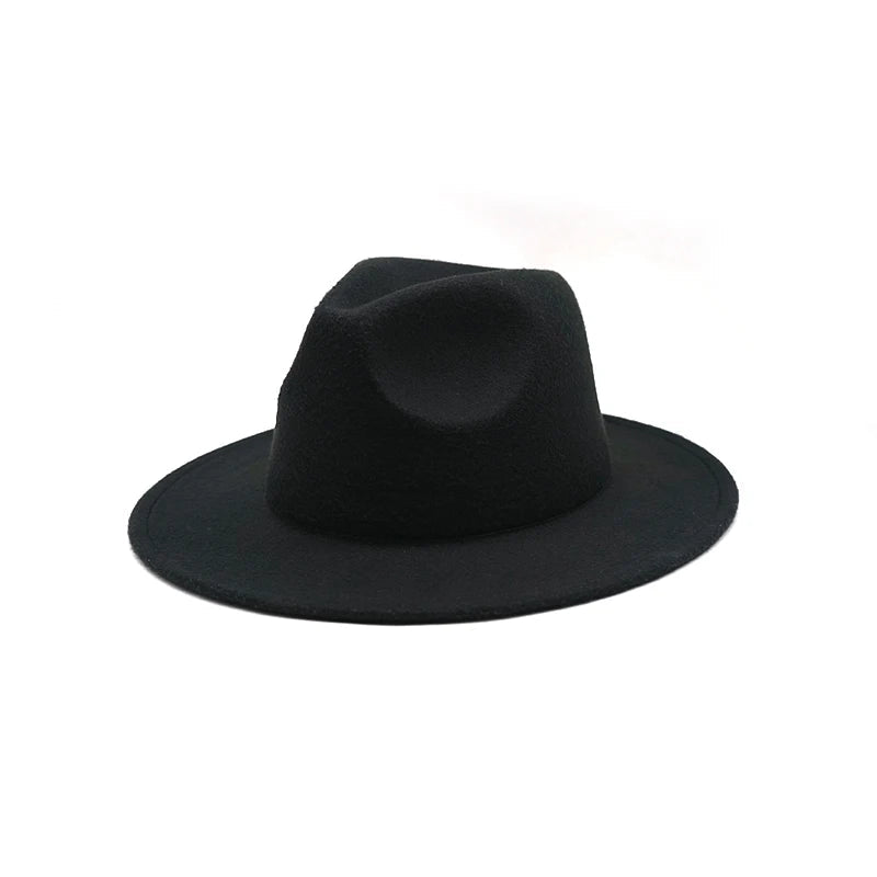 Autumn Winter Women's Felt Fedora - Vintage British Style, Big Brim, White Jazz Cap, 56 - 58cm - KME means the very best