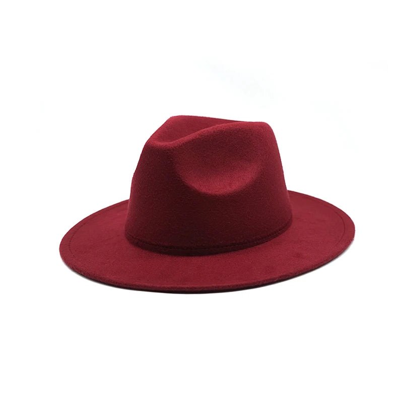 Autumn Winter Women's Felt Fedora - Vintage British Style, Big Brim, White Jazz Cap, 56 - 58cm - KME means the very best