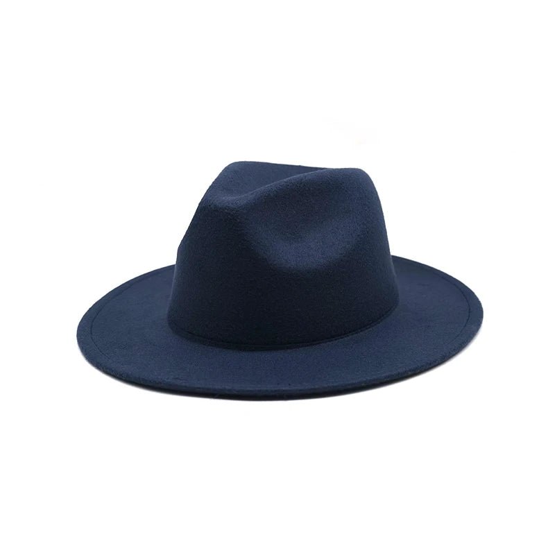 Autumn Winter Women's Felt Fedora - Vintage British Style, Big Brim, White Jazz Cap, 56 - 58cm - KME means the very best