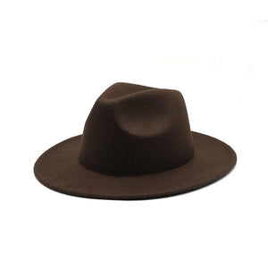 Autumn Winter Women's Felt Fedora - Vintage British Style, Big Brim, White Jazz Cap, 56 - 58cm - KME means the very best