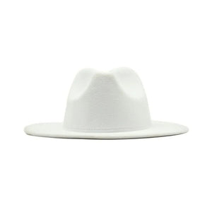 Autumn Winter Women's Felt Fedora - Vintage British Style, Big Brim, White Jazz Cap, 56 - 58cm - KME means the very best