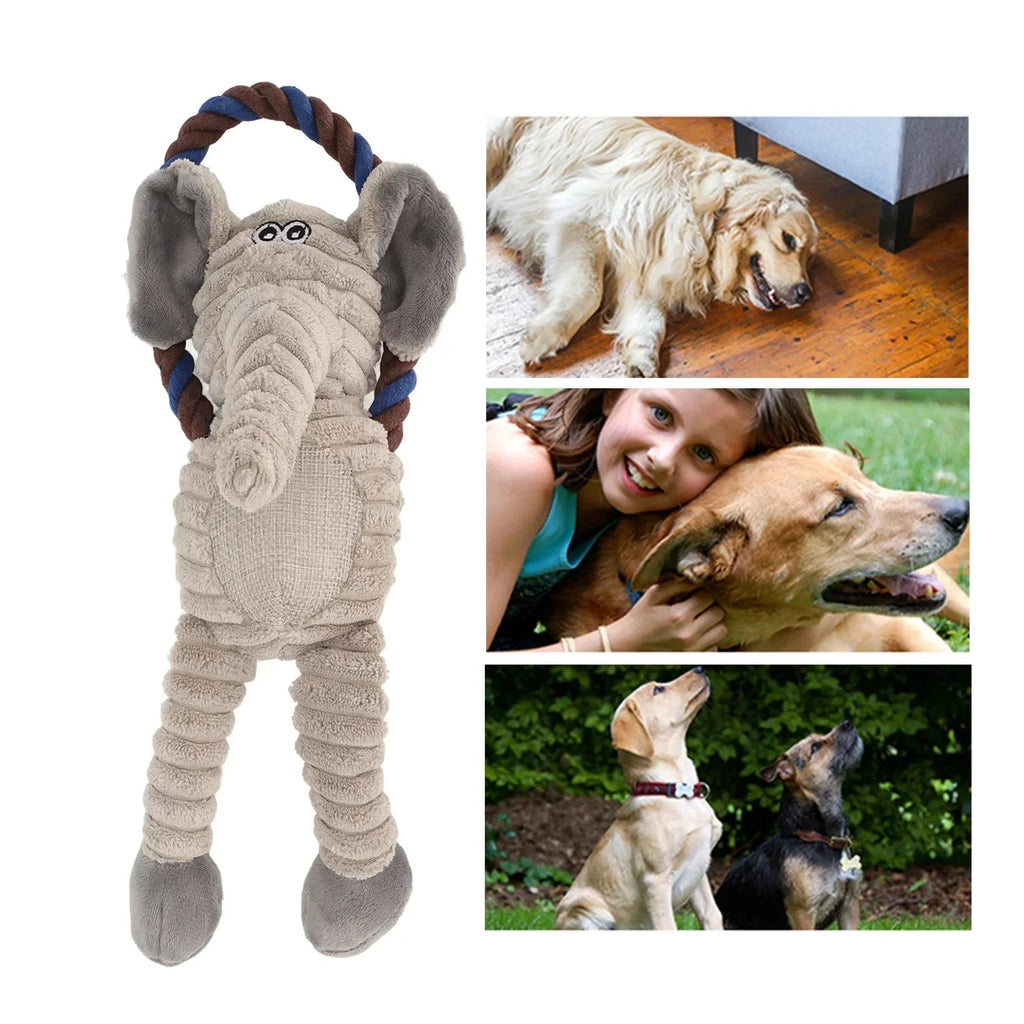 Big Up Pet Shop Soft Plush Squeaky Dog Toy - Cute Animal Shape for Small & Medium Dogs - Bite Resistant Chew Toy with Cotton Rope - KME means the very best