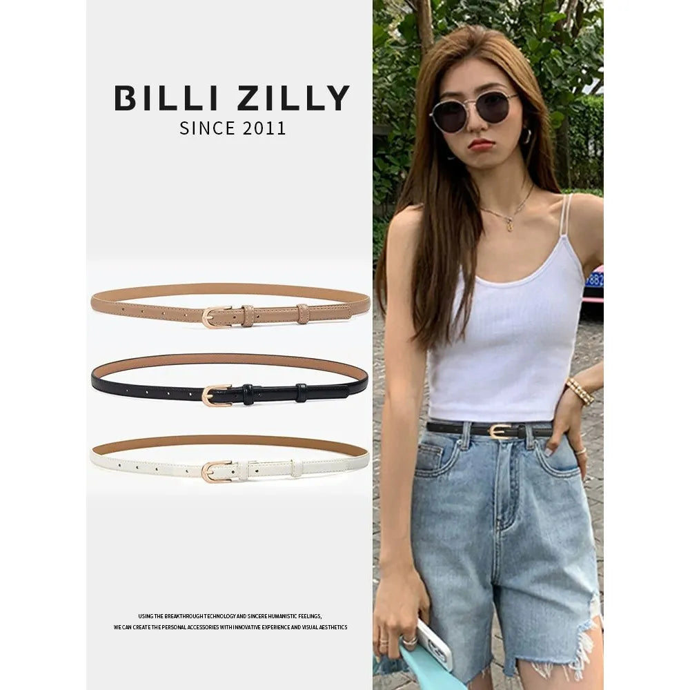 BILLI ZILLY Women's INS-Style Denim Belt | Cowhide Elastic Candy Color Fashion Accessory - KME means the very best