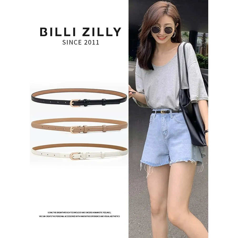 BILLI ZILLY Women's INS-Style Denim Belt | Cowhide Elastic Candy Color Fashion Accessory - KME means the very best