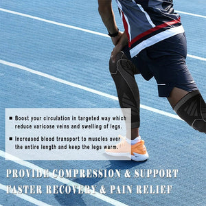 BraceTop Long Leg Compression Sleeves - Full Leg Knee Support for Basketball, Football, Knee Pain Relief - KME means the very best