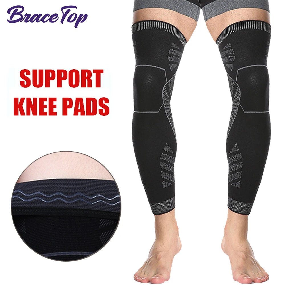 BraceTop Long Leg Compression Sleeves - Full Leg Knee Support for Basketball, Football, Knee Pain Relief - KME means the very best