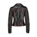 Load image into Gallery viewer, Buena Vista Womens Striped Short Biker Leather Jacket - KME means the very best
