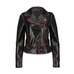 Load image into Gallery viewer, Buena Vista Womens Striped Short Biker Leather Jacket - KME means the very best
