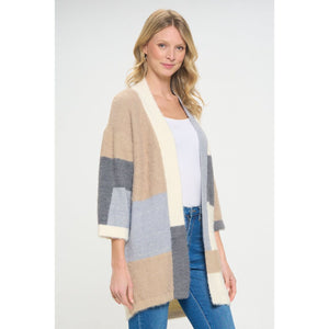 Chroma Chic Longline Cardigan - Elegant Fall Fashion with Mid-Length Sleeves - KME means the very best
