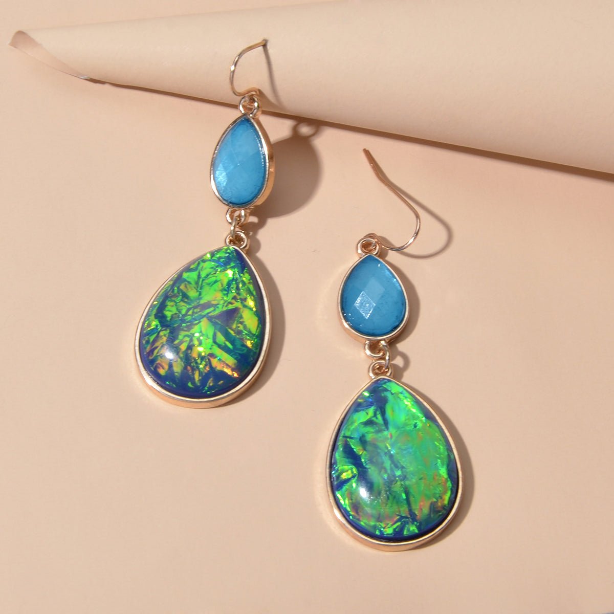 Ethnic Style Jewellery Blue Green Water Drop Earrings Party Decoration for Women - KME means the very best