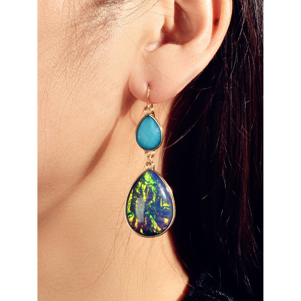 Ethnic Style Jewellery Blue Green Water Drop Earrings Party Decoration for Women - KME means the very best