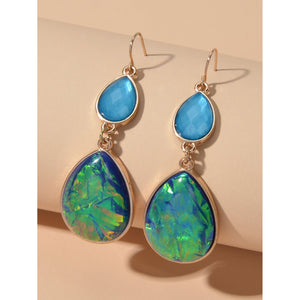 Ethnic Style Jewellery Blue Green Water Drop Earrings Party Decoration for Women - KME means the very best