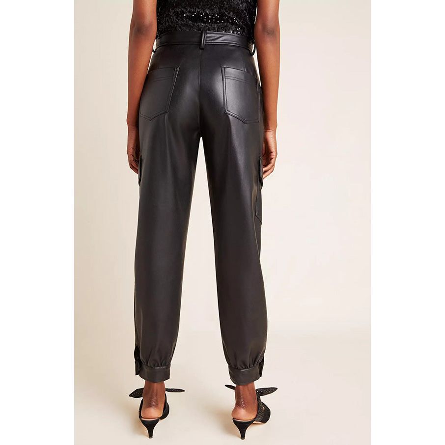 Imogen Women's Genuine Leather Slim Fit Pants Black - KME means the very best