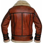 Load image into Gallery viewer, Jasper Men&#39;s Faux Fur Lined Aviator Leather Jacket Brown - KME means the very best
