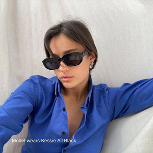 Kessie Fog Olive Women's Geometric Sunglasses: Contemporary Style Statement - KME means the very best
