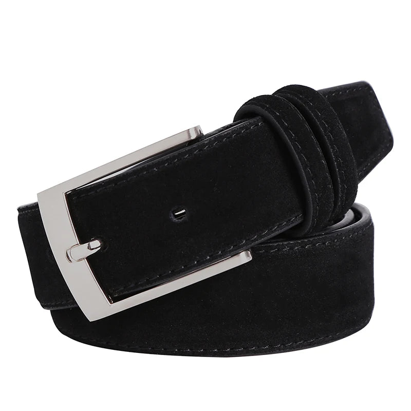 KME Suede Belts - Classic Genuine Cow Leather with Pin Buckle - KME means the very best