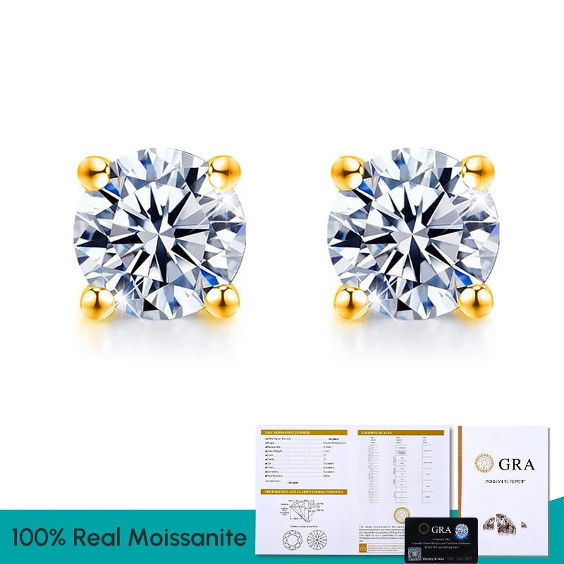 Lab Created Diamond Certified Moissanite Stud Earrings - KME means the very best