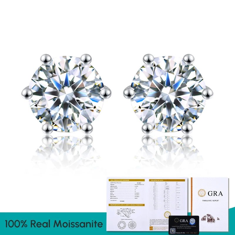 Lab Created Diamond Certified Moissanite Stud Earrings - KME means the very best