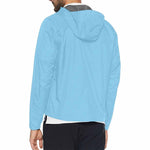 Load image into Gallery viewer, Light Blue Hooded Windbreaker Jacket - Men / Women - KME means the very best
