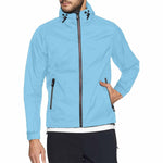 Load image into Gallery viewer, Light Blue Hooded Windbreaker Jacket - Men / Women - KME means the very best
