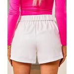 Load image into Gallery viewer, Lottie Women&#39;s Real Leather High Waist Wide Leg Shorts White - KME means the very best
