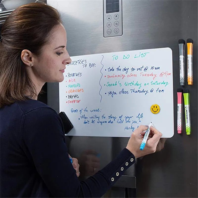 Magnetic Whiteboard for Fridge - Dry Wipe Board with Marker - Message Board & Memo Pad - Kitchen Organizer & Kid Gift - KME means the very best
