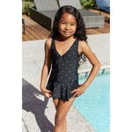 Load image into Gallery viewer, Marina West Swim Clear Waters Swim Dress in Black/White Dot - KME means the very best
