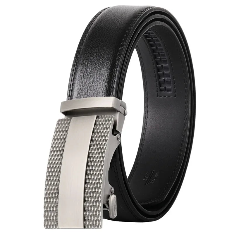 Men's Leather Belt - Black, Gray, Brown with Automatic Buckle - KME means the very best