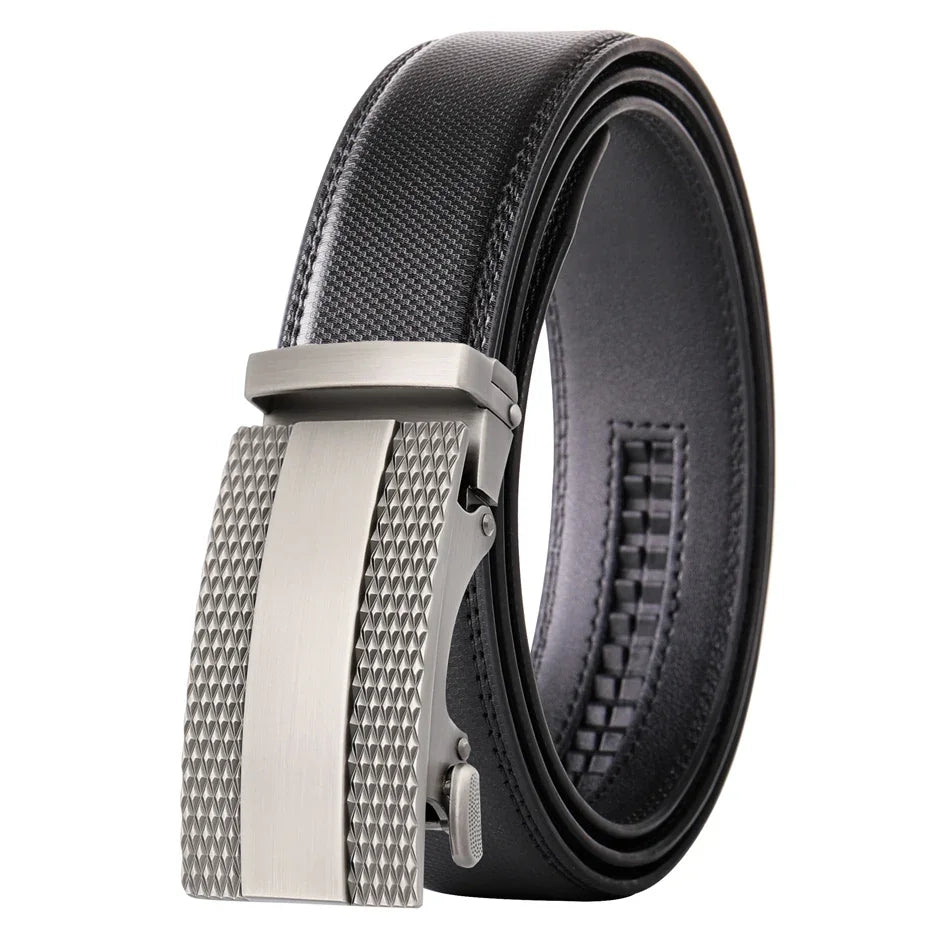 Men's Leather Belt - Black, Gray, Brown with Automatic Buckle - KME means the very best