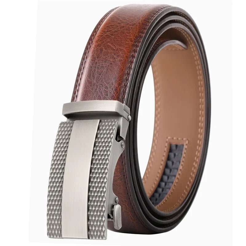 Men's Leather Belt - Black, Gray, Brown with Automatic Buckle - KME means the very best