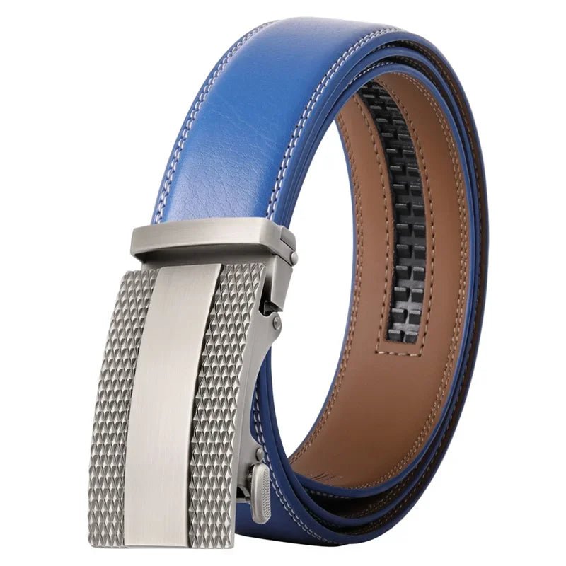 Men's Leather Belt - Black, Gray, Brown with Automatic Buckle - KME means the very best