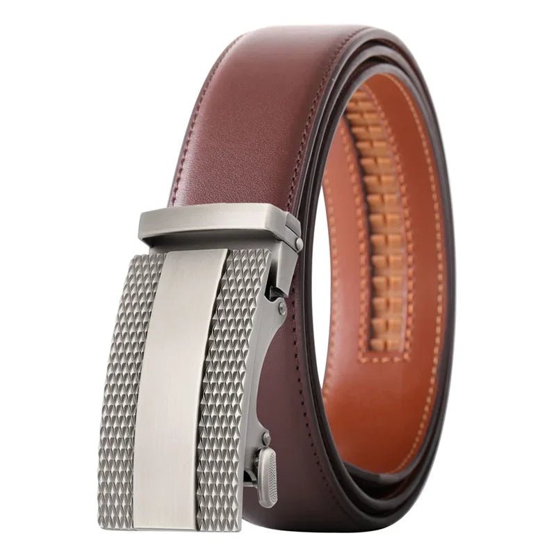 Men's Leather Belt - Black, Gray, Brown with Automatic Buckle - KME means the very best