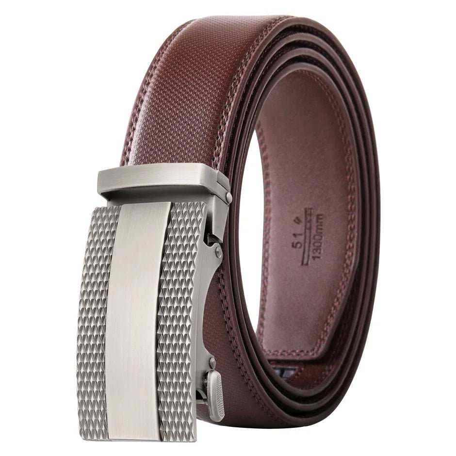 Men's Leather Belt - Black, Gray, Brown with Automatic Buckle - KME means the very best