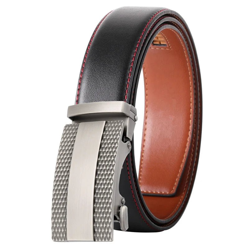 Men's Leather Belt - Black, Gray, Brown with Automatic Buckle - KME means the very best