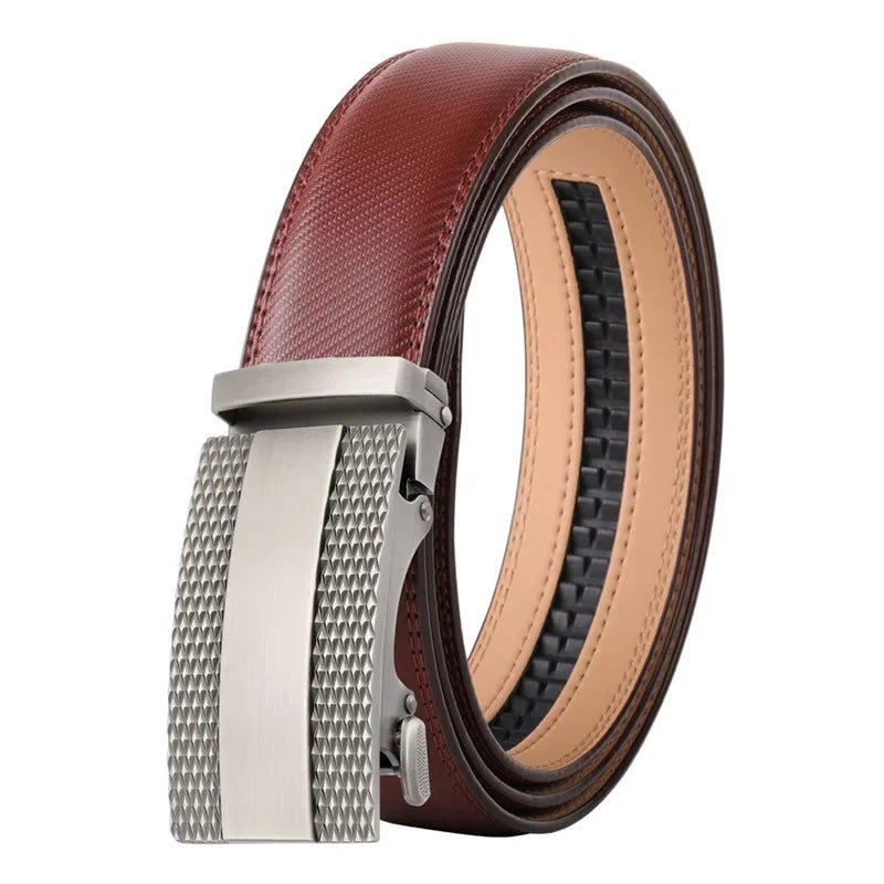 Men's Leather Belt - Black, Gray, Brown with Automatic Buckle - KME means the very best