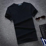 Load image into Gallery viewer, Men&#39;s Slim Fit V-Neck T-Shirt - Basic Casual Blank Tee - KME means the very best
