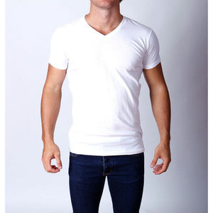 Men's Slim Fit V-Neck T-Shirt - Basic Casual Blank Tee - KME means the very best
