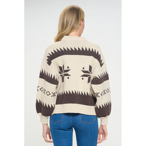 Midnight Canvas Zip Sweater Jacket - Stylish Stripes, Ethnic Patterns & Geometric Designs - KME means the very best